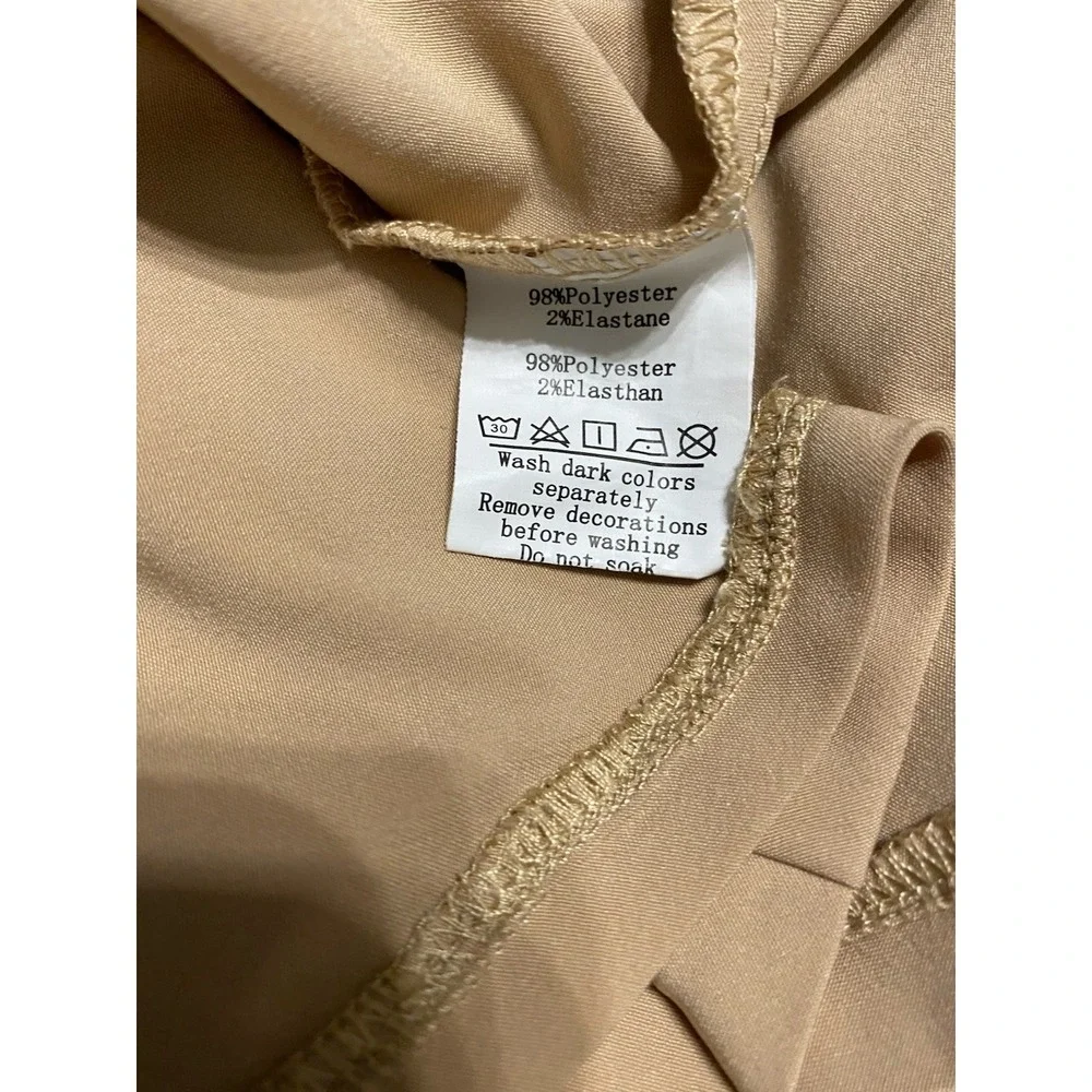 Belle Poque Women's Midi Skirt M Beige High Waist Button Detail A-Line Pockets